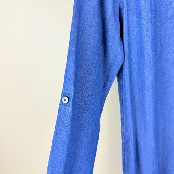 NWT J.Jill Denim Camdenwash Button-Front Soft Breathable Shirt Dress | XS Petite - Picture 3 of 12